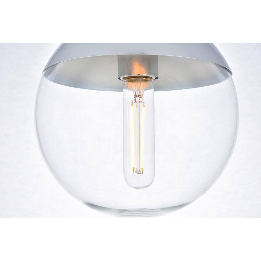 Angle. Living District - Eclipse 1 Light Chrome Pendant With Clear Glass - Chrome And Clear.