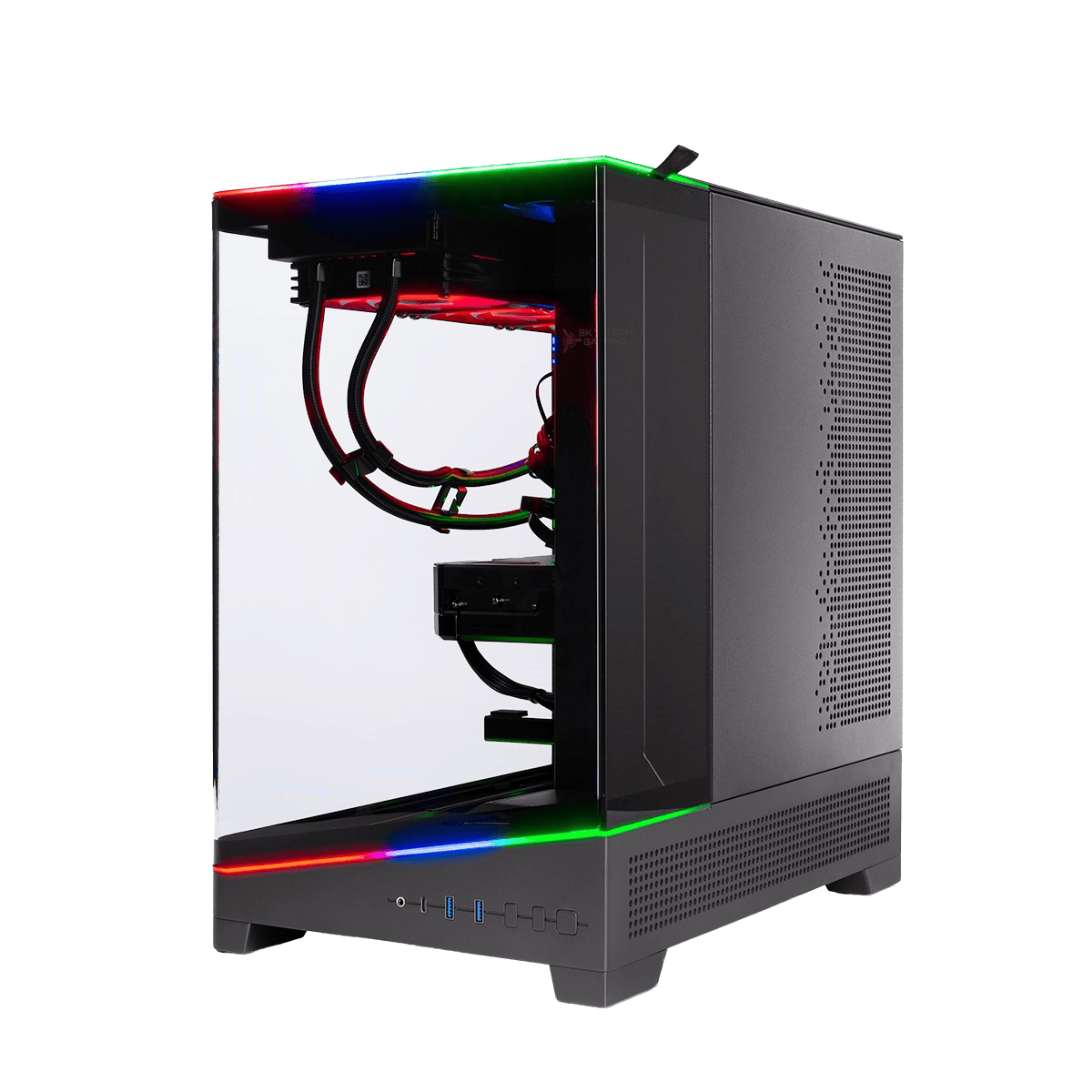 Left. Skytech Gaming - Skytech HARPY - AMD Ryzen 7 7700X, 9070XT, 32GB 6000 MHz DDR5 RAM, 850W GOLD A3 PSU - Black.