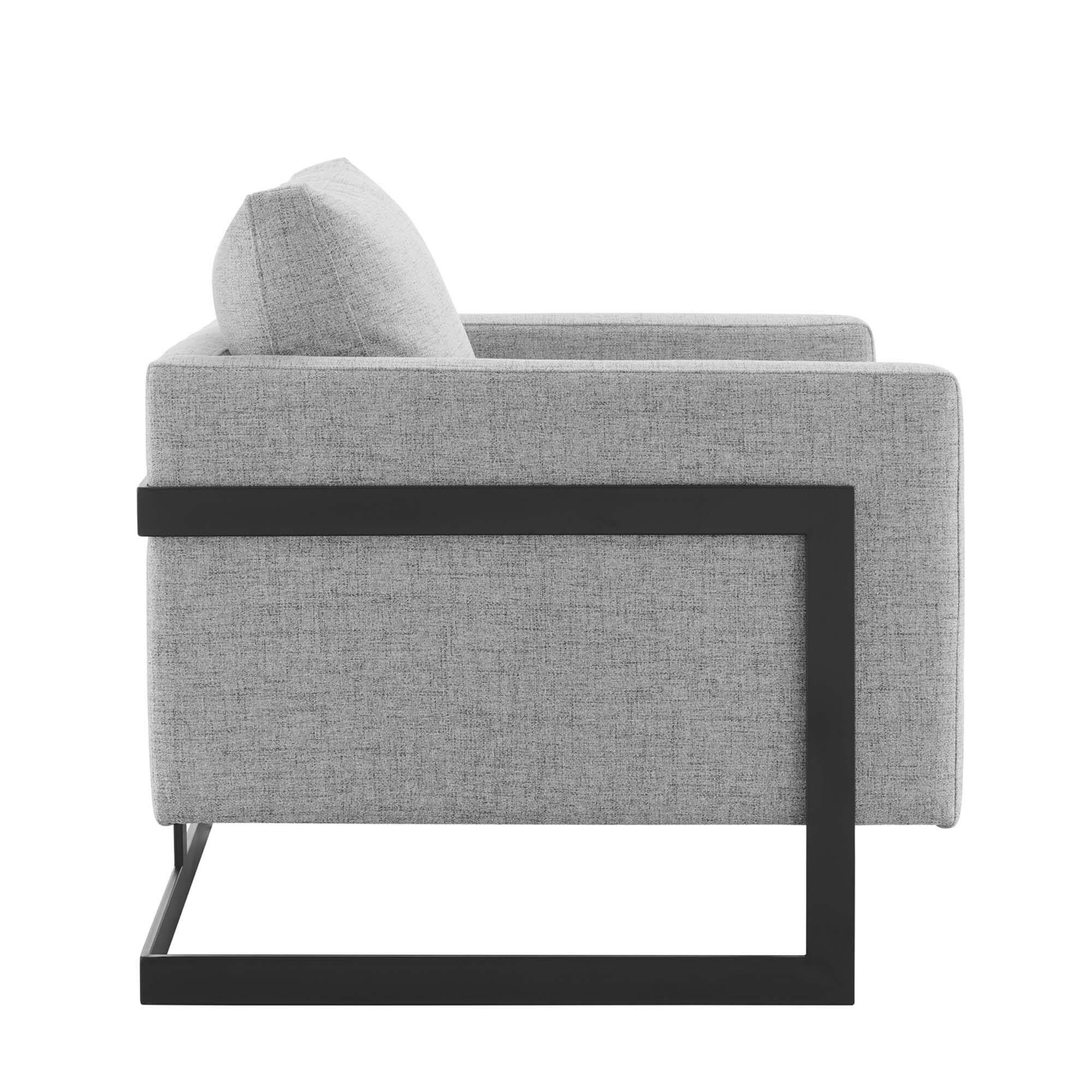Alt View 1. Modway - Posse Upholstered Fabric Accent Chair by Modway - Black Light Gray.