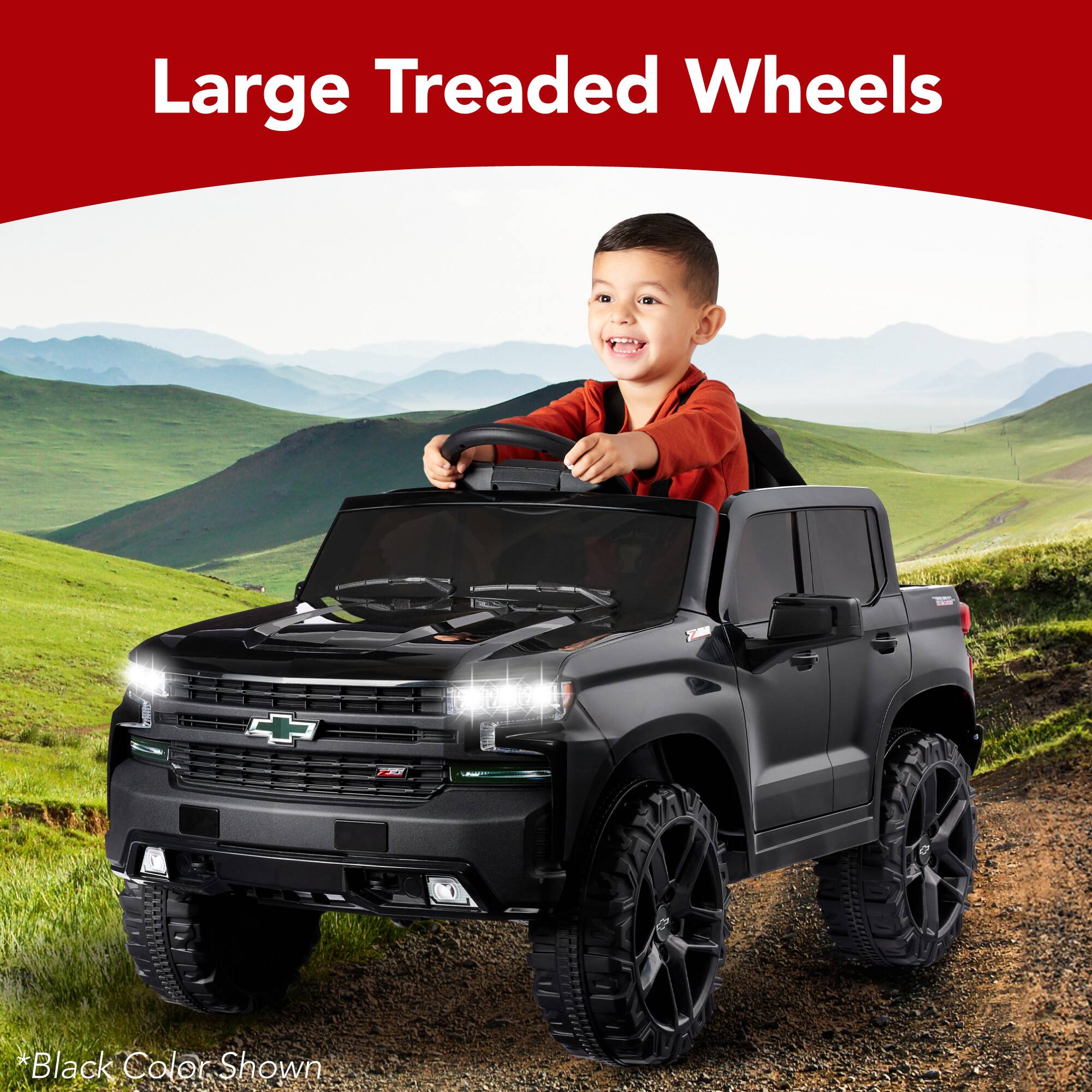 Large Treaded Wheels

*Black Color Shown