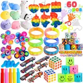 Joyfy - 60 Pcs Party Favors, Popular Fidget Toys, Easter Birthday Goodie Bags Fillers for Kids Pinata Stuffers - colorful