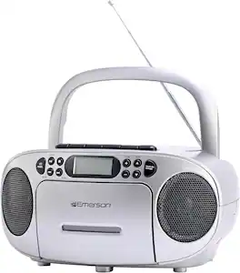 Emerson - Portable CD Player Boombox with Cassette Player Combo, Tape Recorder, AM/FM Radio, AUX Input, Black (EPB-3003 - Gray