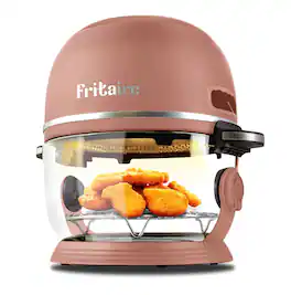 Fritaire - Non-Toxic Air Fryer - Glass Air Fryer, 5qt, Teflon-Free, PFOA- Free, w/ Accessories - Rotisserie and Tumbling Basket - Mauve Rose