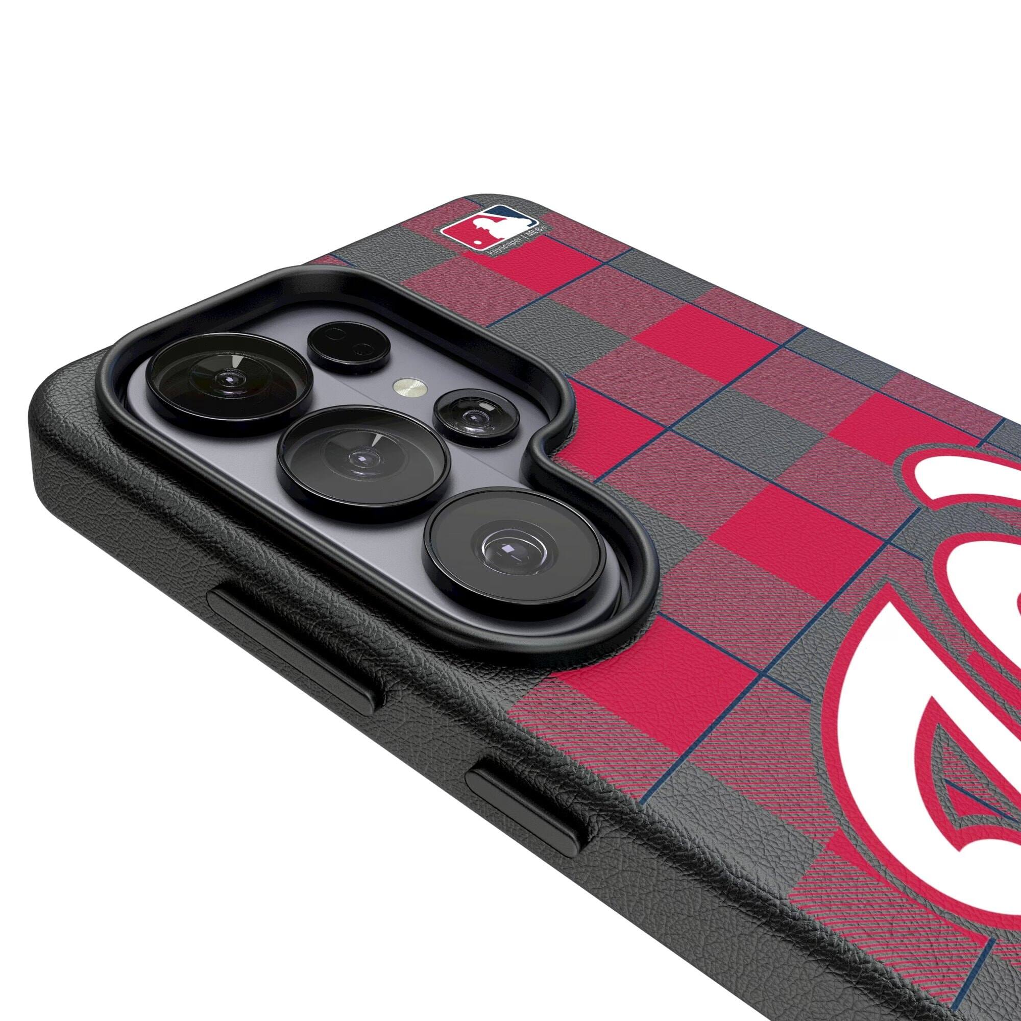 Alt View 2. Keyscaper - Washington Nationals Plaid Galaxy Magnetic Bump Case - S24 - Black.