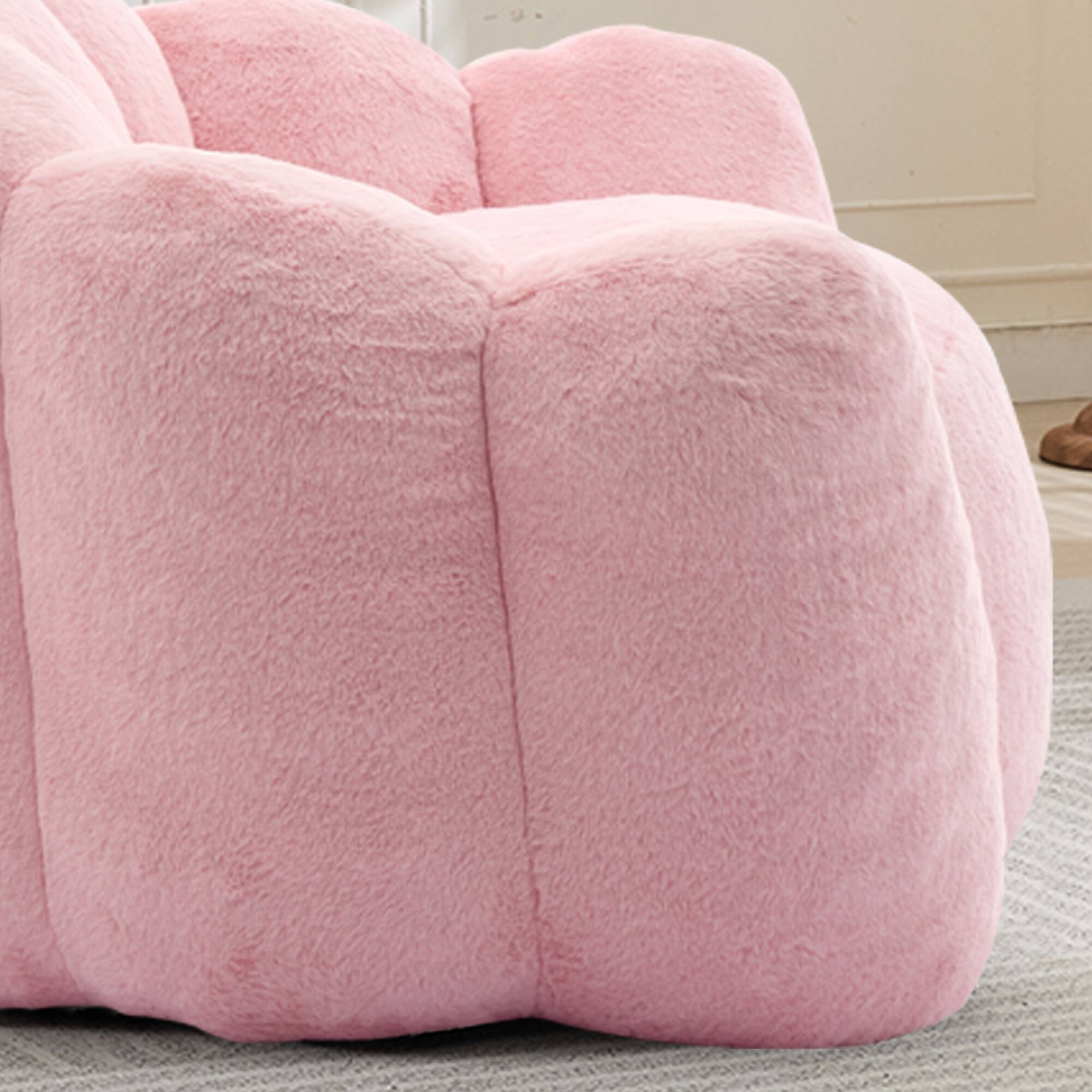 Alt View 6. GOODSILO - Lotus Style Compression Sofa Bean Bag Chair with Pull Ring for Easy Mobility and No Assembly Required - Pink.