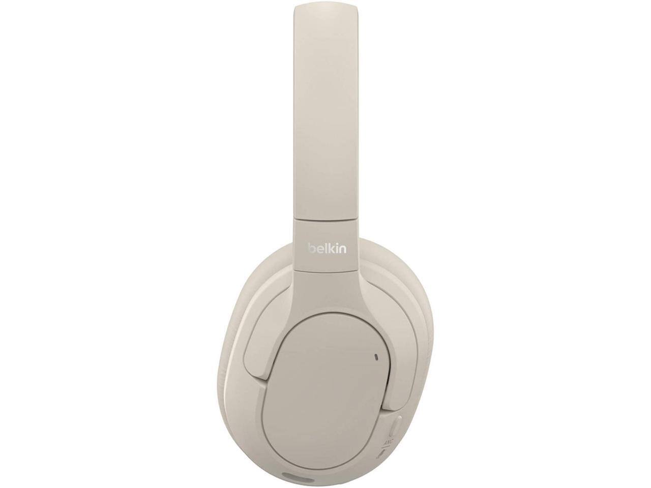 Alt View 8. Belkin - SoundForm Isolate Noise Cancelling Over-Ear Headphones Hybrid Active Noise Cancelling, 60H Playtime - Sand.