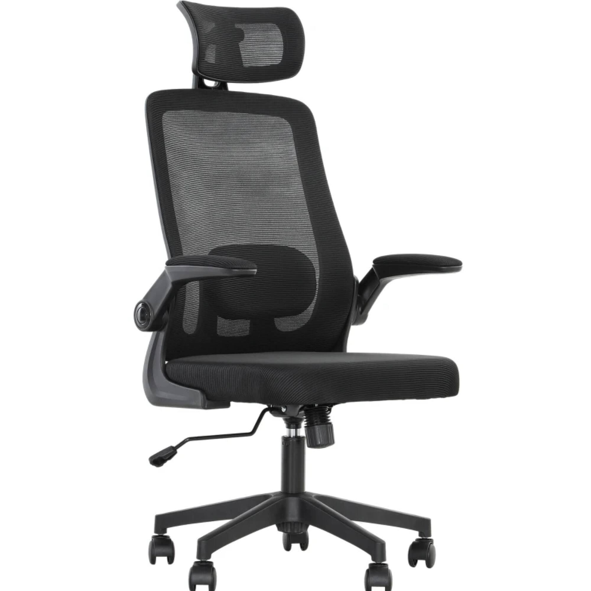 Angle. GOODSILO - Ergonomic Mesh Office Chair with Adjustable Headrest, Lumbar Support, and Flip-Up Armrests - Black.