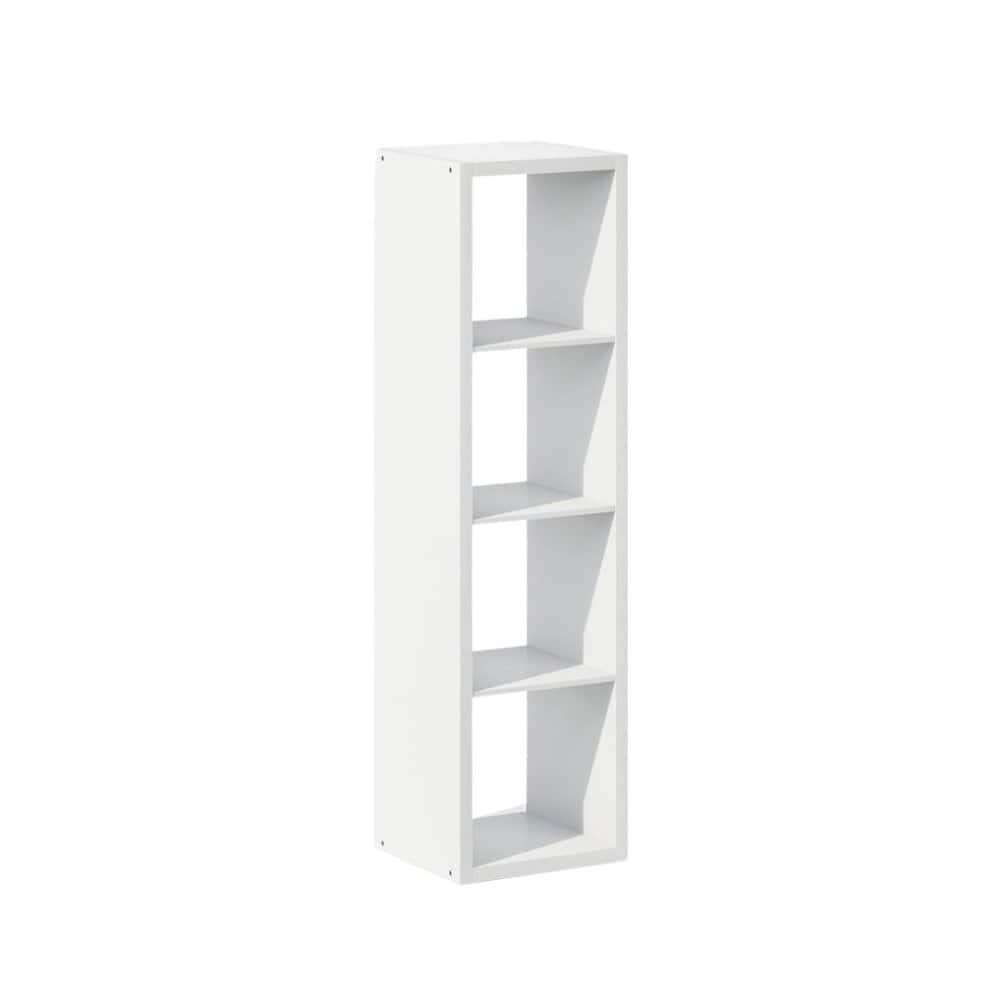 FurniFact - Wood 4 Cube Storage Organizer with Open Back Vertical Cube Storage - White
