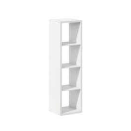 FurniFact - Wood 4 Cube Storage Organizer with Open Back Vertical Cube Storage - White