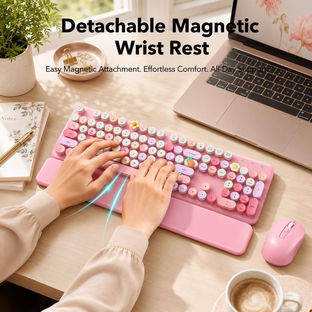 Detachable Magnetic Wrist Rest  
Easy Magnetic Attachment. Effortless Comfort. All-Day Support