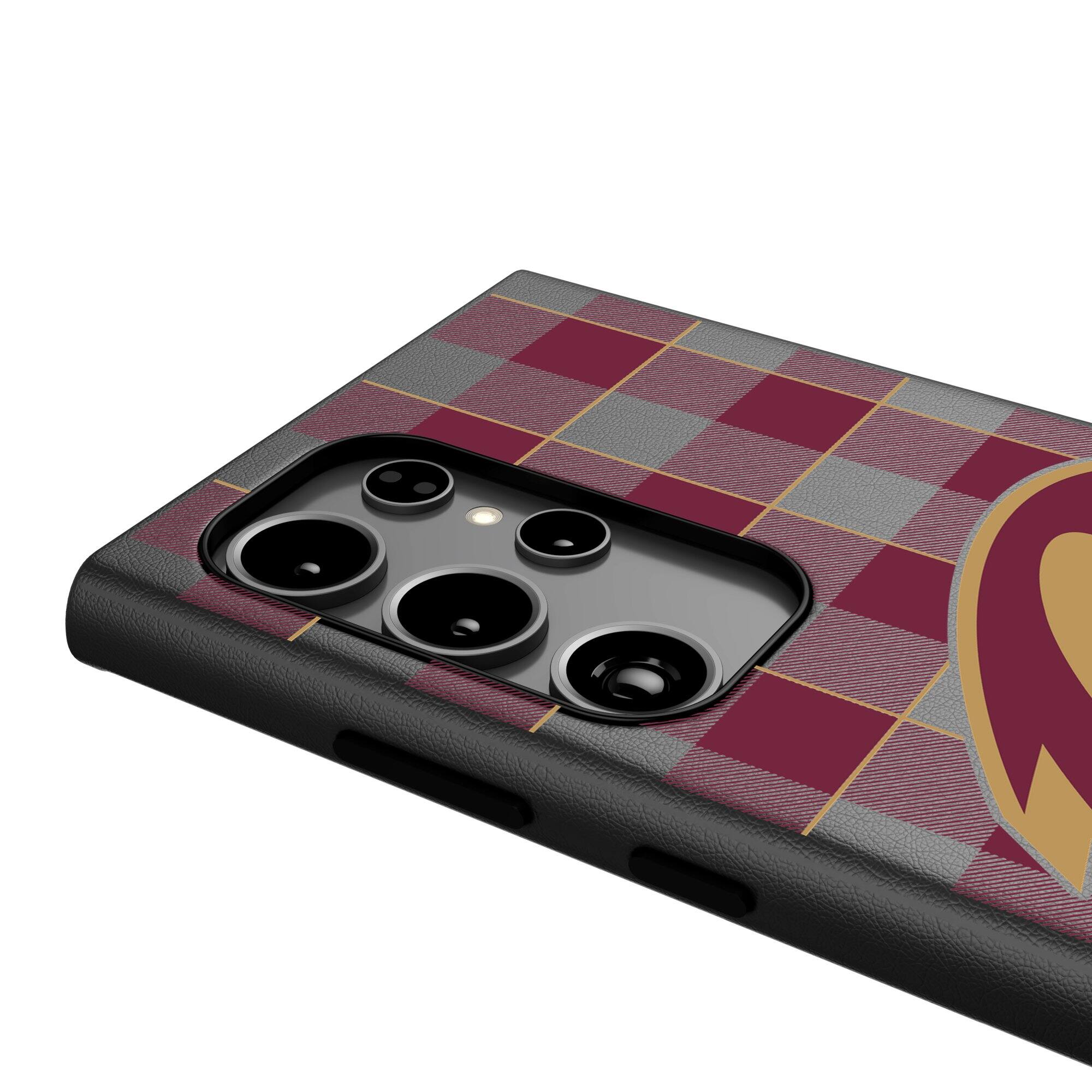 Alt View 3. Keyscaper - Cleveland Cavaliers Plaid Galaxy Magnetic Bump Case - S24 - Black.