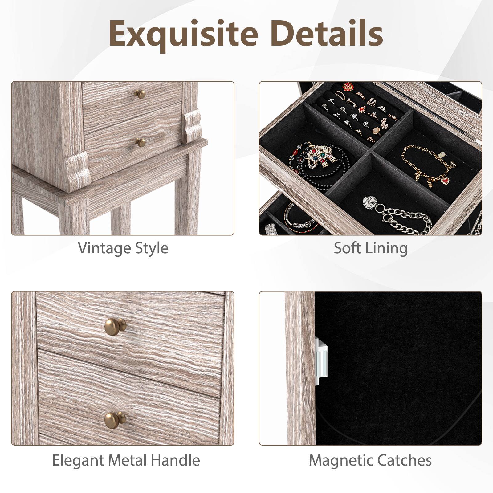 Exquisite Details

- Vintage Style
- Soft Lining
- Elegant Metal Handle
- Magnetic Catches