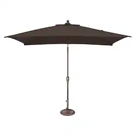 Mondawe - 6.6' x 10' Rectangle Patio Umbrella Push Button Tilt Bronze Frame - Black