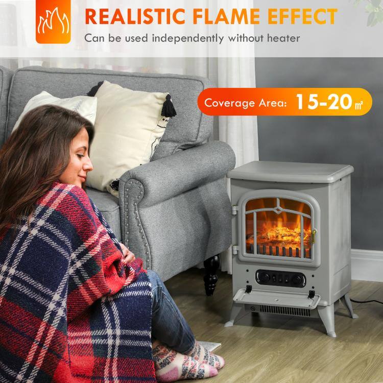 REALISTIC FLAME EFFECT  
Can be used independently without heater  

Coverage Area: 15-20 m²