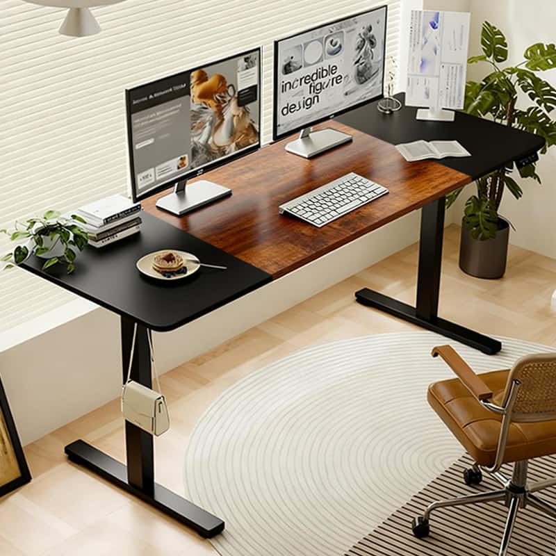 Forest'nSky - 55" Electric Height Adjustable Standing Desk, Lift-up Gaming & Office Computer Table,Black&Brown - Black Brown