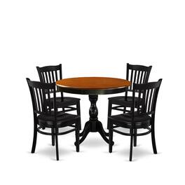 East West Furniture - 5-Piece Modern Dining Table Set Contains a Wooden Kitchen Table and 4 Kitchen Chairs with Slatted - Multi-Color