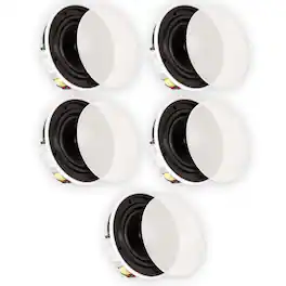 Theater Solutions by Goldwood - TSQ670 in Ceiling 70 Volt 6.5" Speakers Quick Install 5 Piece Speaker Set - Paintable White