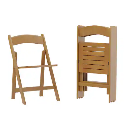 Front. Emma + Oliver - Magill Set of 4 Solid Wood Foldable Dining Chairs - Oak.