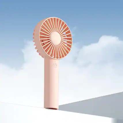 Front. FINEAK - 3-Speed 4500mAh Portable USB Rechargeable Handheld Fan - Pink.