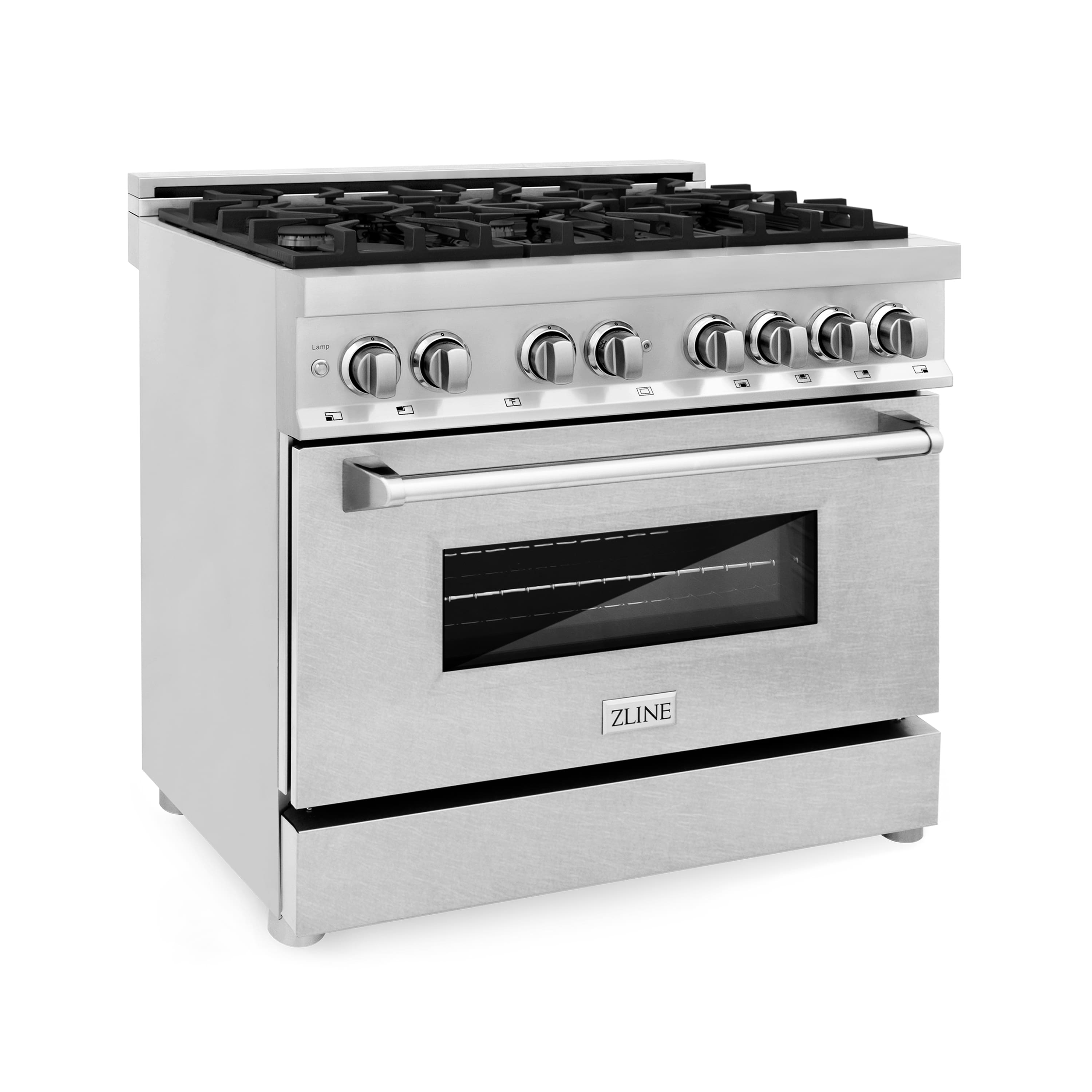 Front. ZLINE - ZLINE 36 in. Legacy Dual Fuel Range w/ 6 Burner Cooktop & Electric Oven w/ Satin Steel Door (RA-SN-36) - Stainless Steel.