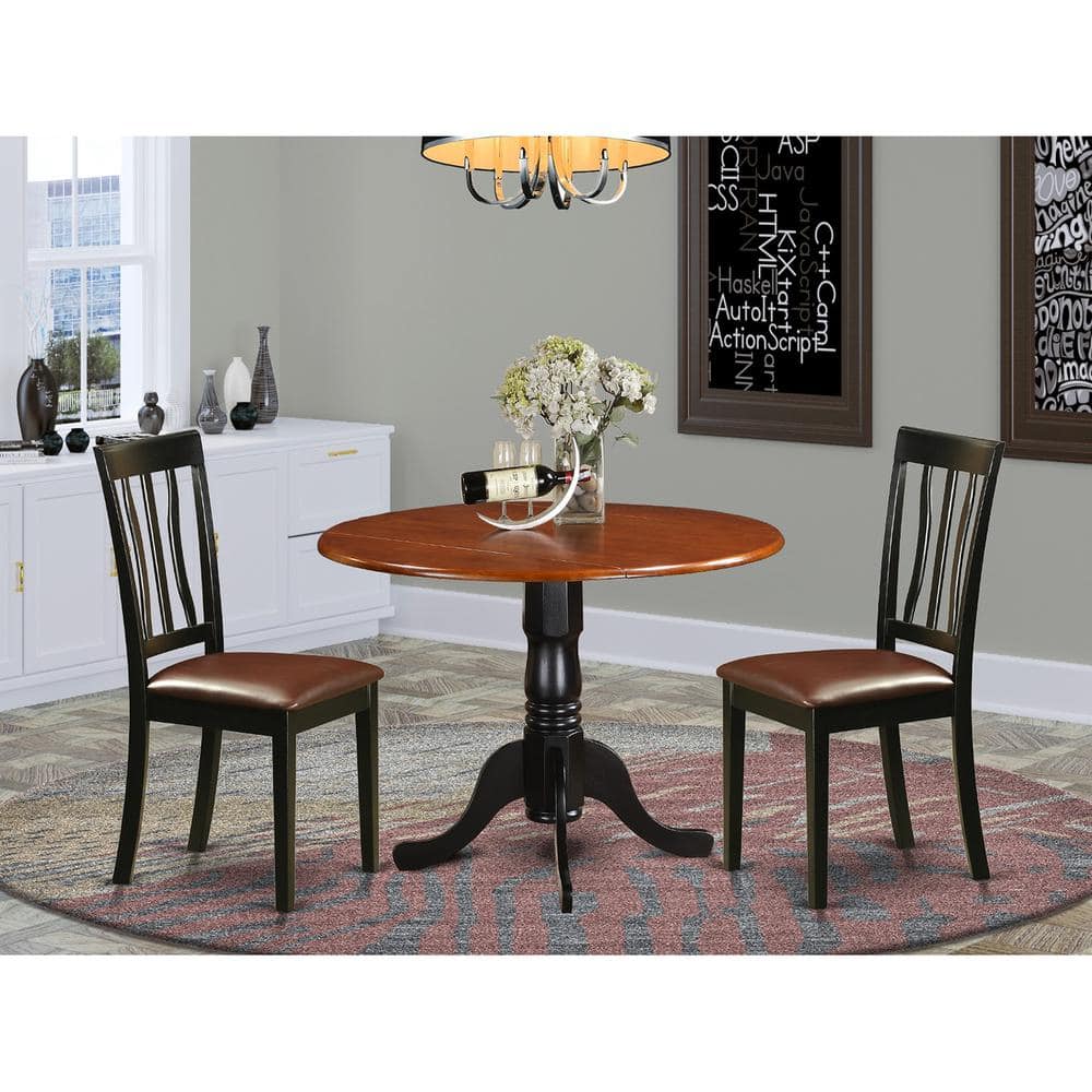 East West Furniture - Dining set - 3 Pcs with 2 Wood Chairs - Black & Cherry price history on PriceWatchPro