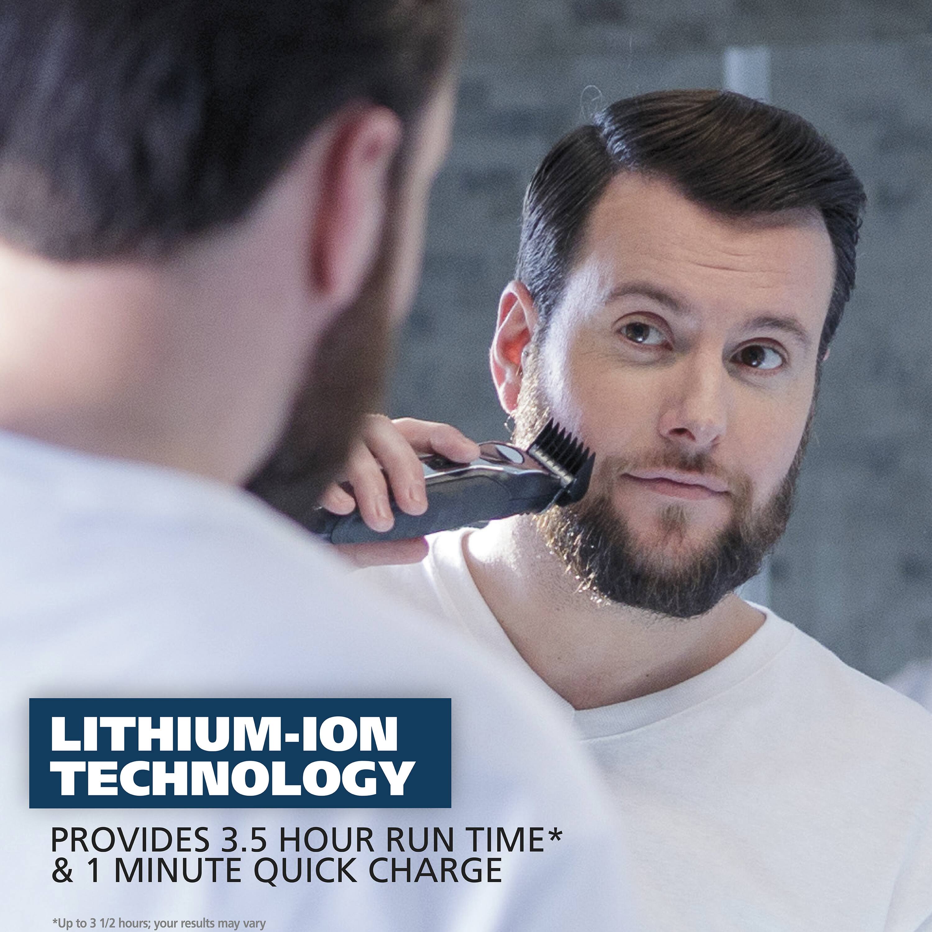 Lithium-ion technology provides 3.5 hour run time and 1 minute quick charge.