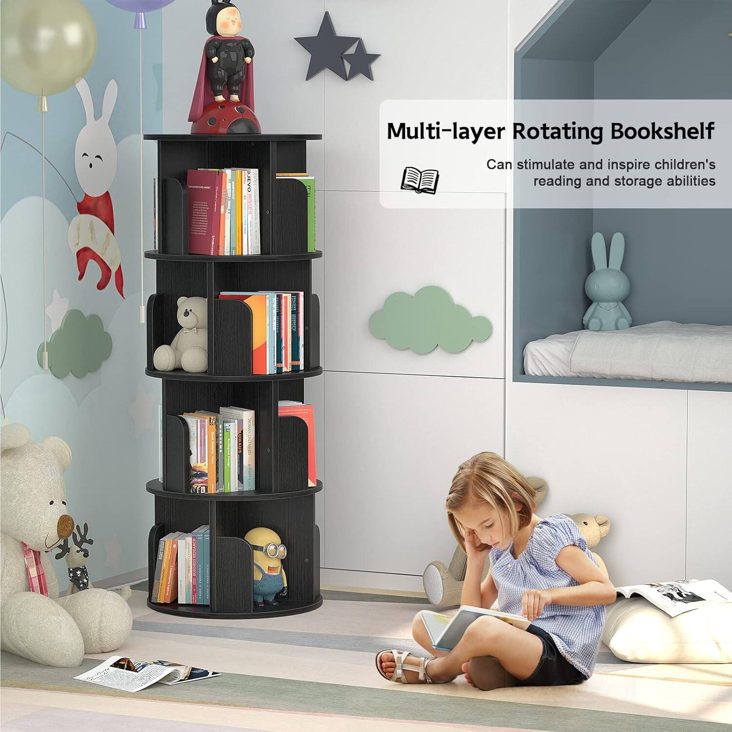 Multi-layer Rotating Bookshelf  
Can stimulate and inspire children's reading and storage abilities