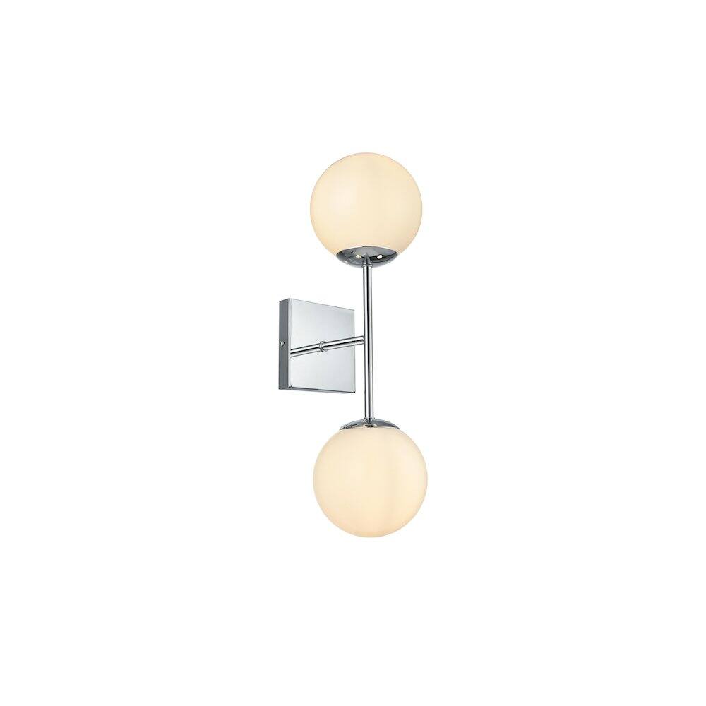 Angle. Living District - Neri 6 Inch Wall Sconce White Shade in Chrome - Chrome And White.