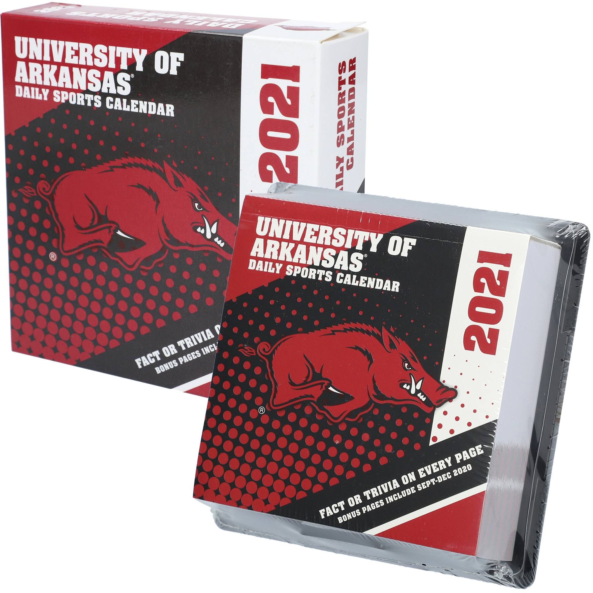 UNIVERSITY OF ARKANSAS  
DAILY SPORTS CALENDAR  

2021  

FACT OR TRIVIA ON EVERY PAGE  
BONUS PAGES INCLUDE SEPT-DEC 2020