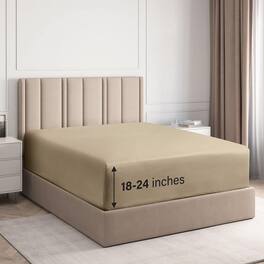 CGK Linens - Extra Deep Pocket Elasticized Fitted Sheet Only - Fits 18"-24" Mattresses - California king - Cream