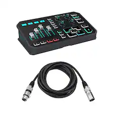 Front. TC Electronic - TC Electronic Helicon GoXLR USB Streaming Mixer, Black with TC Helicon All-Metal Adjustable Desk Stand for GO XLR.
