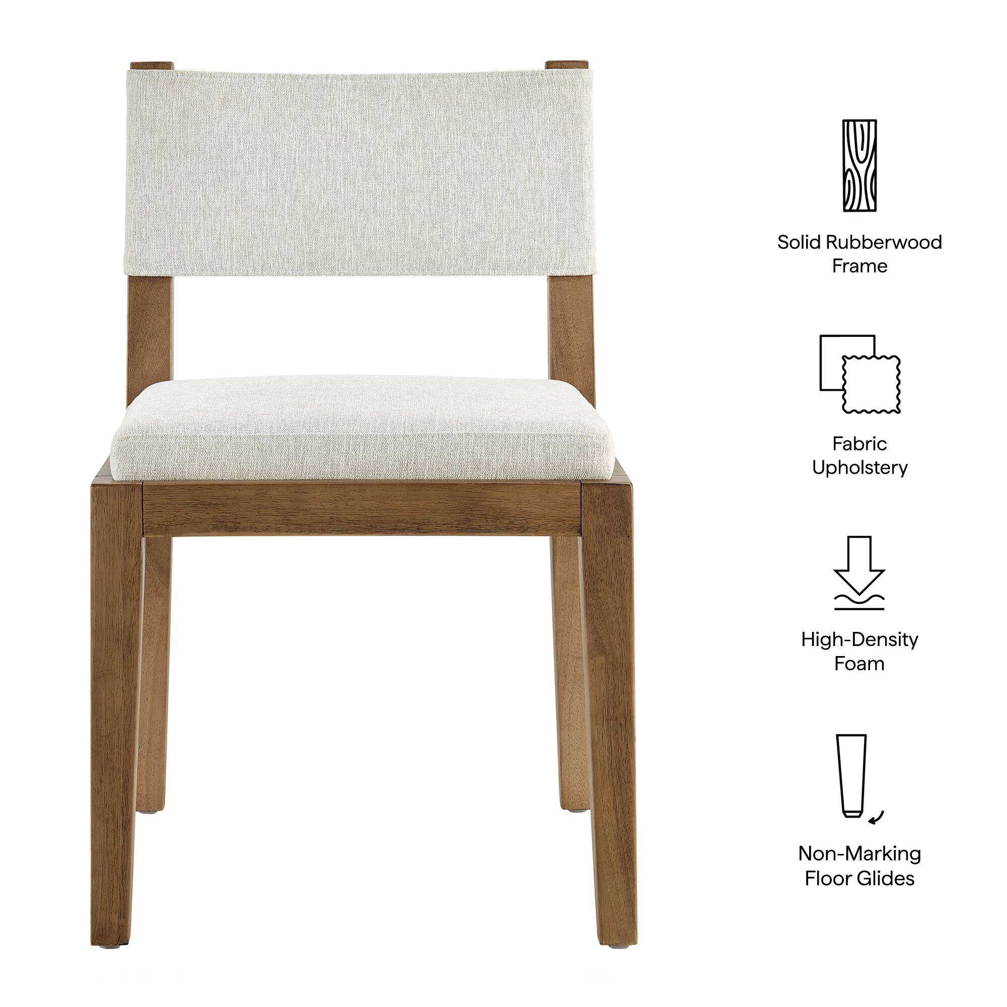 Solid Rubberwood Frame  
Fabric Upholstery  
High-Density Foam  
Non-Marking Floor Glides