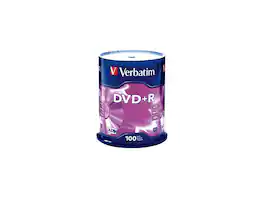 Verbatim - 4.7 GB 16X DVD+R 100 Packs Spindle Disc Model 95098 - Silver