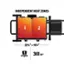 The image shows a product with the text "Independent Heat Zones 1 2 221/4" x 161/4" 1 YEAR WARRANTY 361 IN2" written on it. This text can be grouped and corrected as follows:

1. "Independent Heat Zones" is the product's name or description.
2. "1 2 221/4" x 161/4" 1 YEAR WARRANTY" is a specification or feature of the product, indicating that it has two heat zones and is 221/4" x 161/4" in size, with a 1-year warranty.
3. "361 IN2" is likely a reference to the product's weight or size, possibly in inches or pounds.