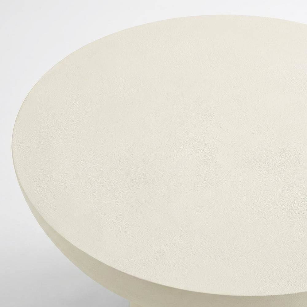 Alt View 1. FurniFact - Concrete Coffee Table with Durable Round Top and Modern Design - White.