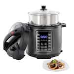 MegaChef - 6 Quart 11-in-1 Electric Pressure Cooker, Multi-Cooker with Stainless Steel Crock - Black