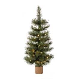 Celebrations - 3 ft. Slim LED 50 ct Table Top with Wood Base Color Changing Christmas Tree - Green