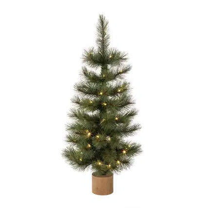 Front. Celebrations - Celebrations 3 ft. Slim LED 50 ct Table Top with Wood Base Color Changing Christmas Tree - Green.