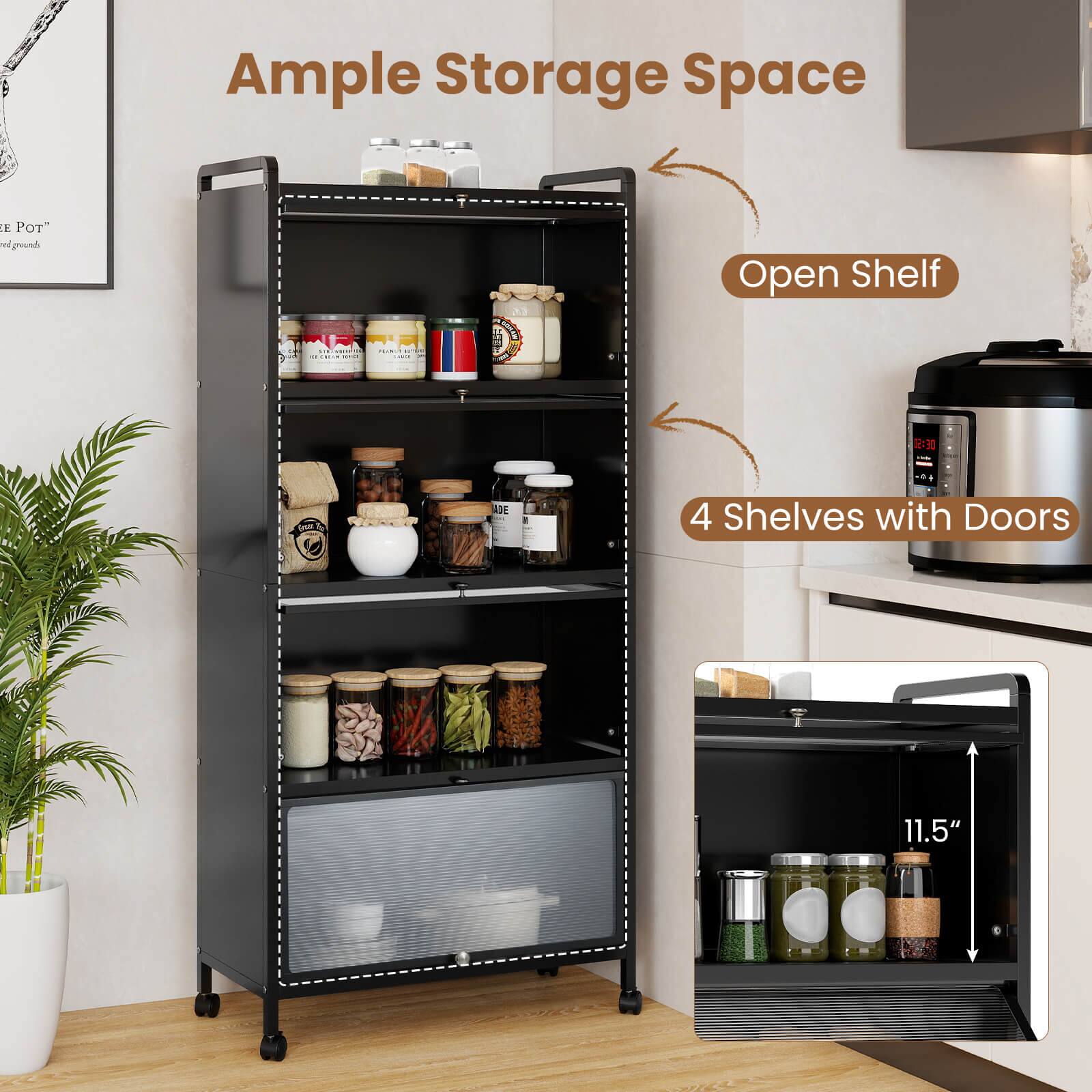 Ample Storage Space

Open Shelf

4 Shelves with Doors

11.5"