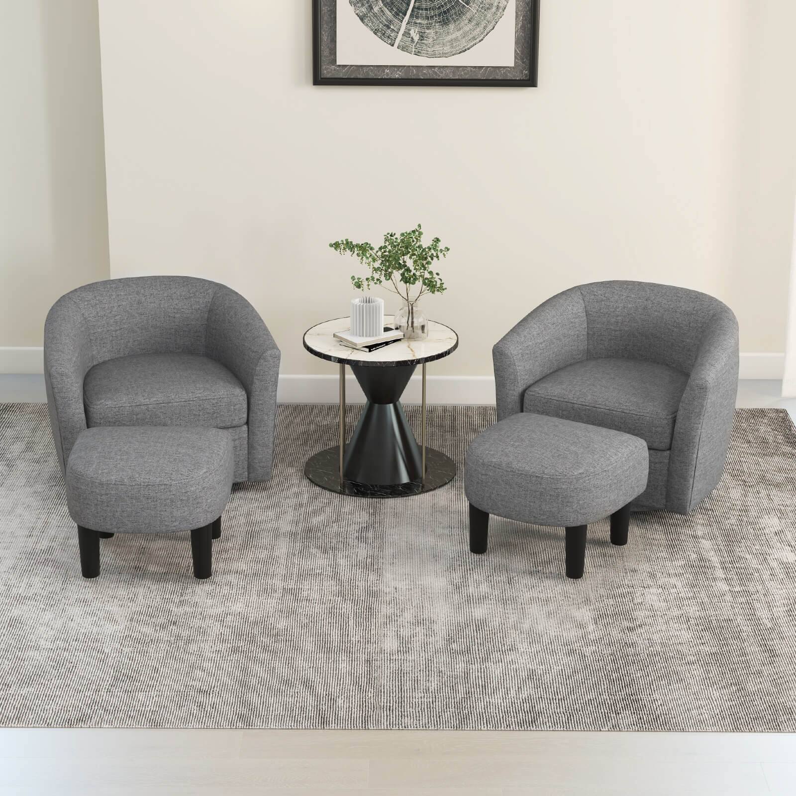 Alt View 12. Costway - Swivel Curved Backrest Barrel Chair with Ottoman Footrest and Armrests - Gray.