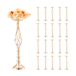 VEVOR - 20PCS 58cm/22.83” Tall Wedding Flower Vase, Metal Wedding Centerpiece, Gold Floral Arrangement Stand Display Rack - French Gold