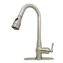 Solid Brass One-Handle Kitchen Faucet with Pull Down Sprayer