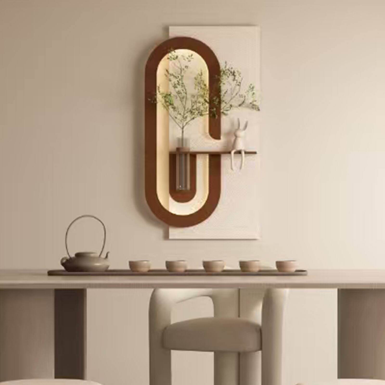 Alt View 1. Chateau Abodes - LED 3D Sandstone Wall Decor with Glass Vase, Remote Control & Adjustable Color Lights for Living Room, Bedroom - B - 23.62" x 47.24".