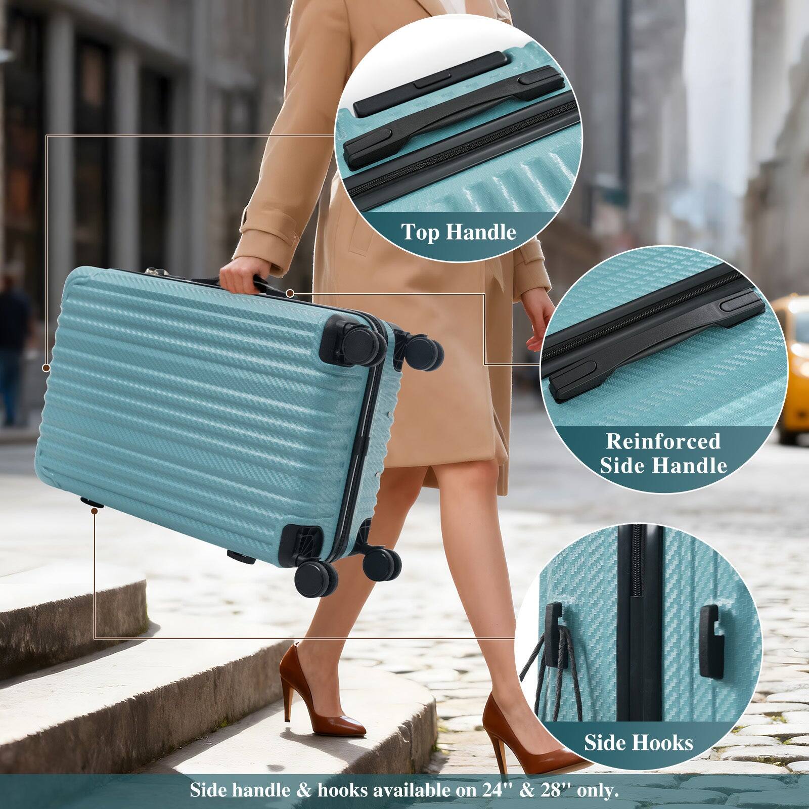 - Top Handle
- Reinforced Side Handle
- Side Hooks
- Side handle & hooks available on 24" & 28" only.