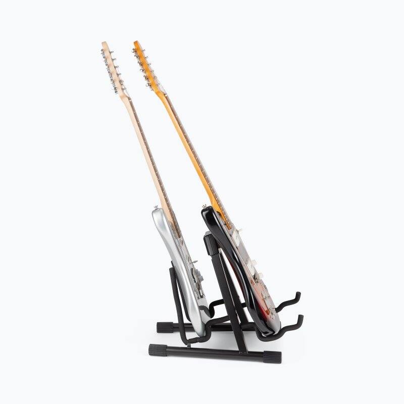 Alt View 4. On Stage Stands - On-Stage GS7462DB Professional A-Frame Double Electric and Acoustic Guitar Stand - Black.