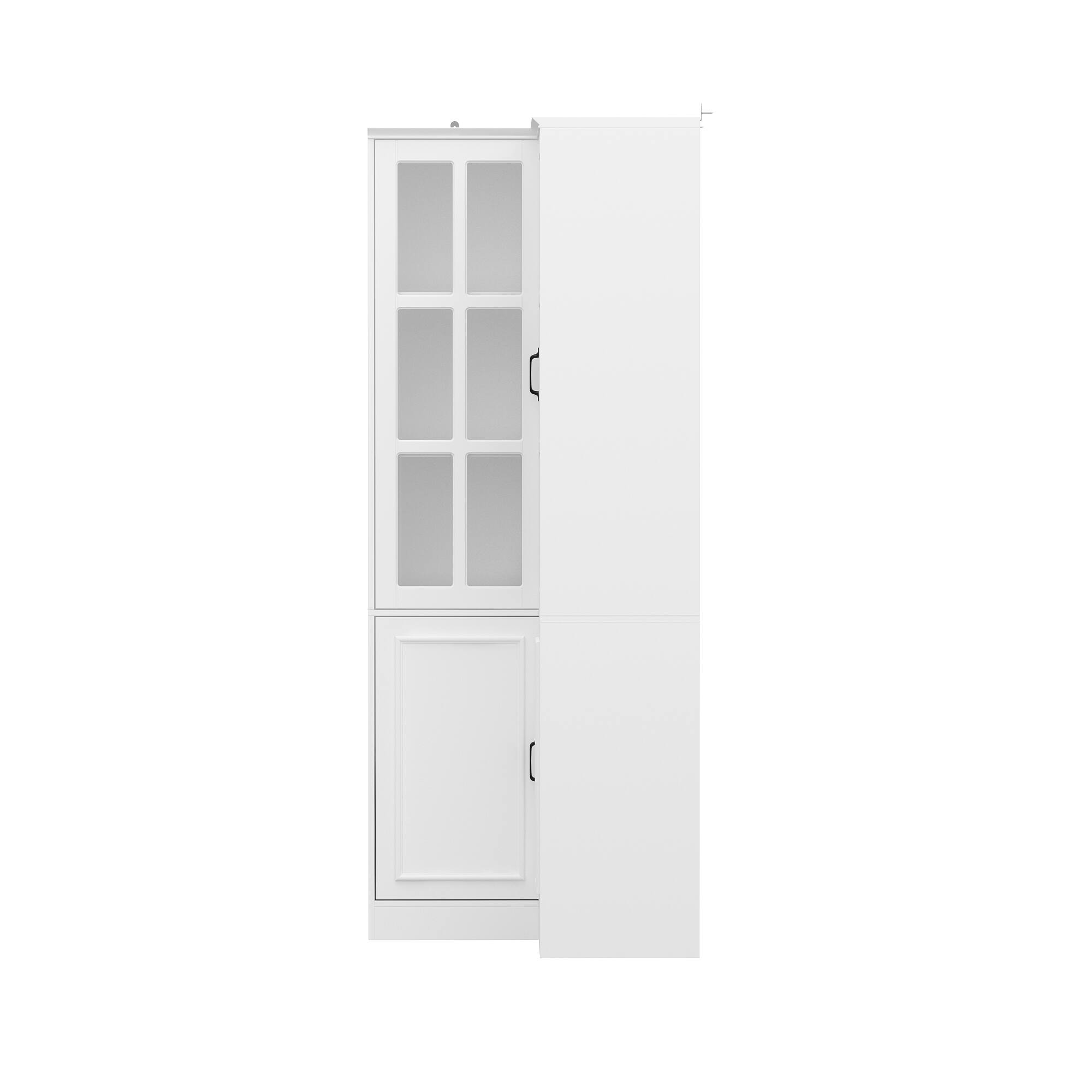 Angle. Famapy - Famapy Corner Glass - Door Storage Cabinet: Space - Saving, Large - Capacity Organizer for Home - White.