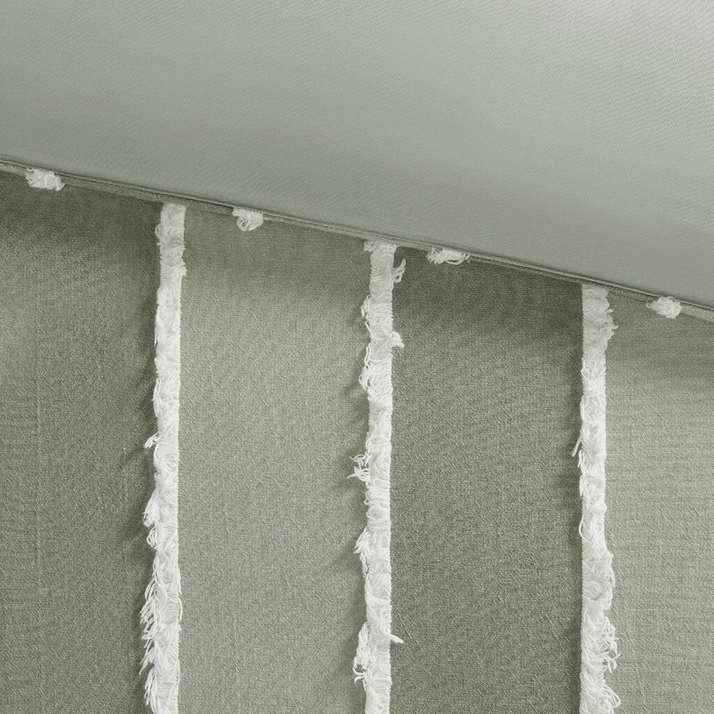 Alt View 5. Gracie Mills - Gracie Mills Lyon 3-PC Striped Cotton Comforter Set - Sage.