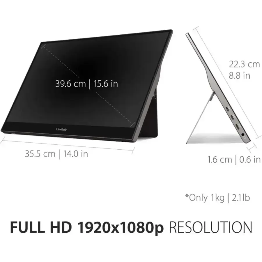 Alt View 18. ViewSonic - TD1655 15.6" LCD FHD Touch Screen Monitor (USB-C, Mini HDMI) - Black.