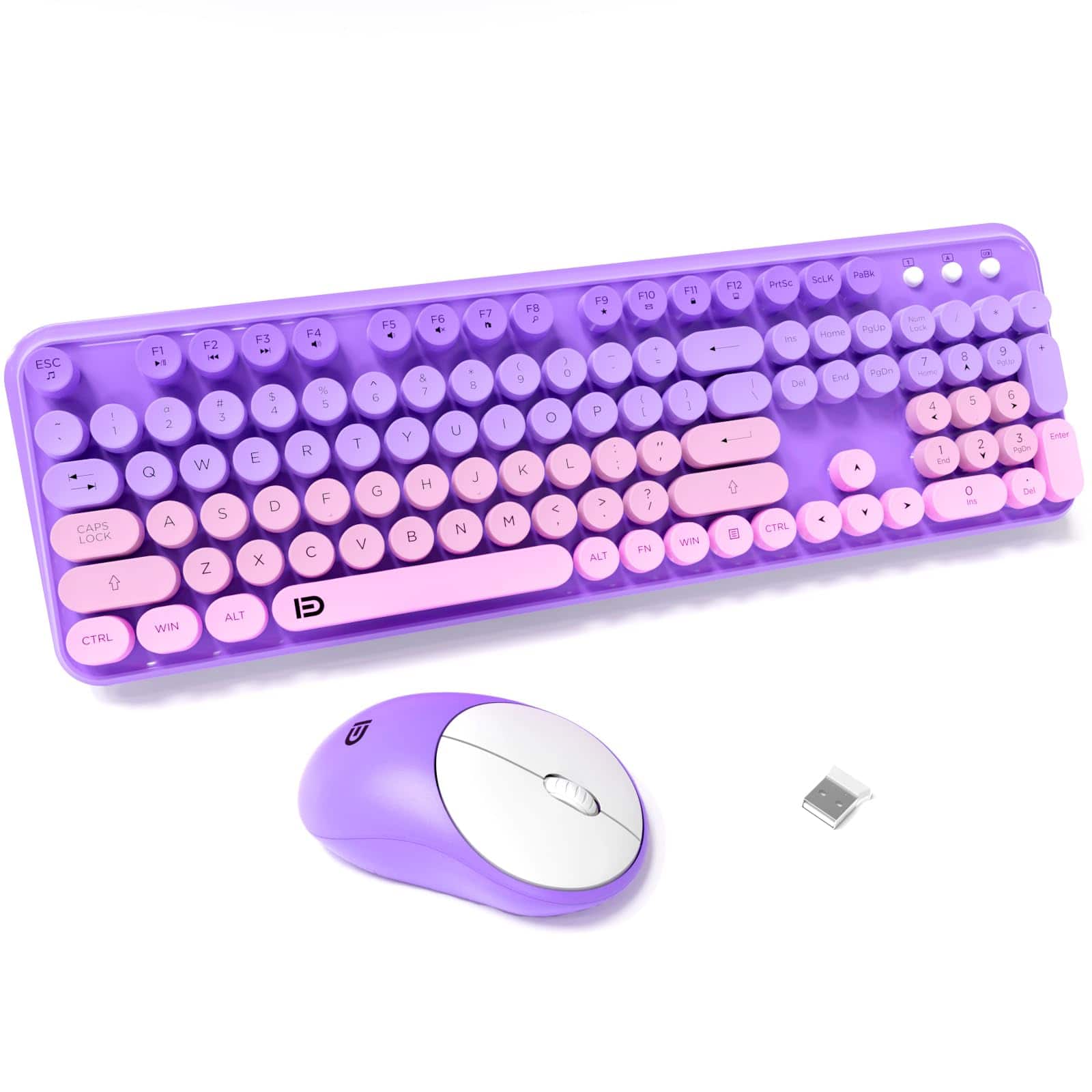 Earthley Blooms - 2.4ghz Wireless And Mouse Set With Button Full size Compatible For Windows/laptop/pc/notebook/smart Tv - Wireless - EK8870 Purple Gradient