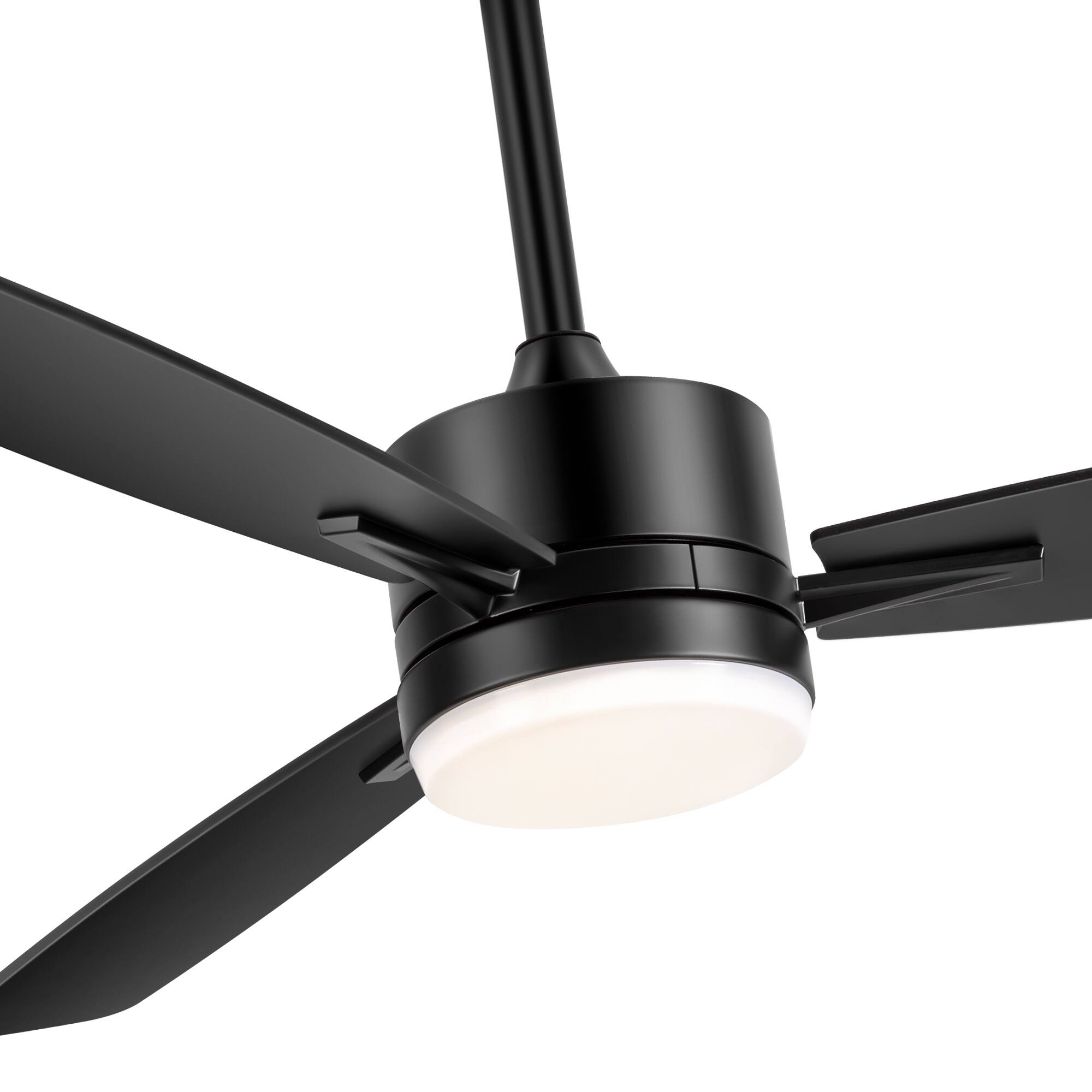 Alt View 10. Breezary - 42 Inch Modern Ceiling Fan with LED Light, Reversible 3-Blade Dual Finish, 3-Color Temperature, Remote, 2 Downrods - matte black and walnut.